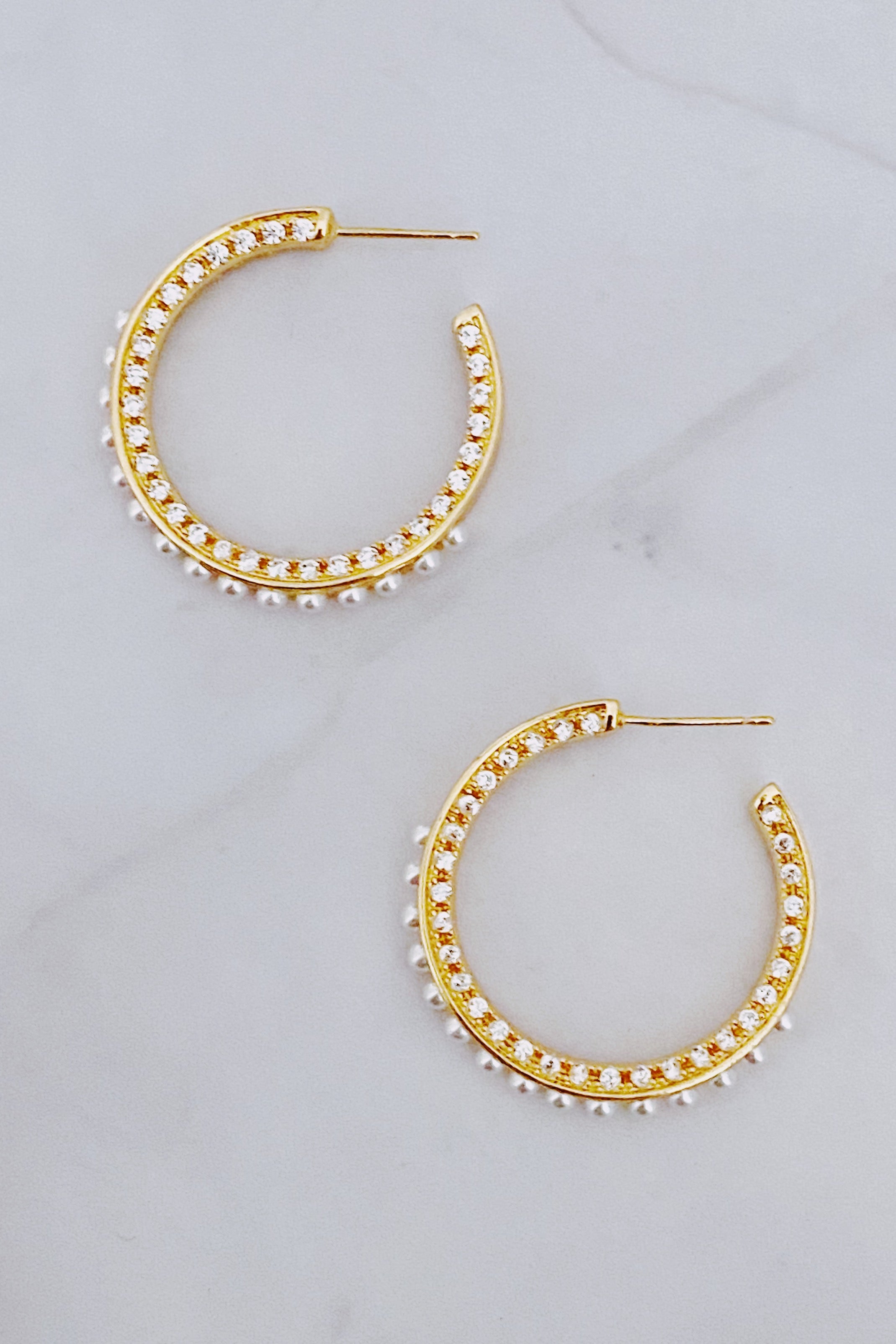 Classy Lady Pearl Hoop Earrings
