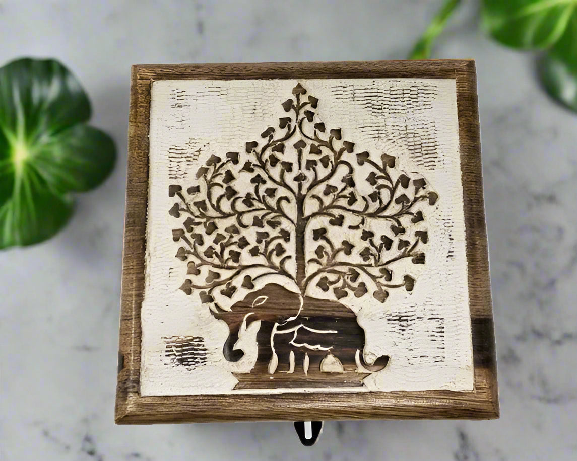 Trunk andTranquility Wooden Keepsake Box (7" x 7")